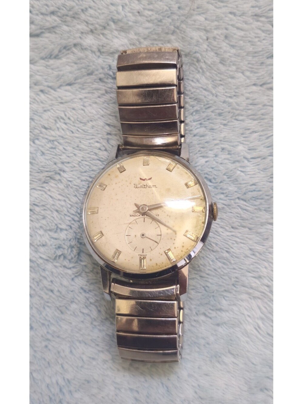 Vintage Waltham France Manual Wind Men's Watch Sub-Seconds Shock Resistant Runs
